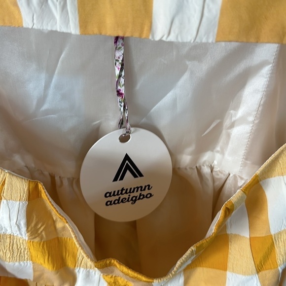 Autumn Adeigbo Lillian Gingham Cutout Midi Sundress in Yellow Gingham size 8. - Picture 6 of 13